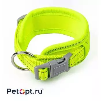 PetOpt Ошейник для собак с мягкой подкладкой, светоотражающий, Флуоресцентный желтый ХL-62ммХ52,5-68см Конструкция "Через кольцо" xl Китай 1 уп. х 1 шт. х 0.126 кг