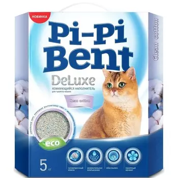 Pi-Pi Bent DeLuxe Clean Cotton комкующийся наполнитель для кошачьих туалетов, с ароматом чистого хлопка 5 кг Россия 1 уп. х 1 шт. х 5 кг