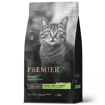 Premier Cat Lamb & Turkey Adult сухой корм для взрослых кошек, свежее мясо ягненка с индейкой - 2 кг повседневный супер премиум низкозерновые для взрослых с индейкой мешок Импортный корм 1 уп. х 1 шт. х 2 кг