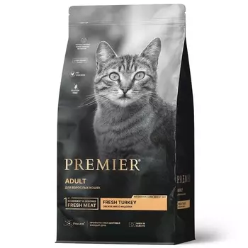 Premier Cat Turkey Adult сухой корм для взрослых кошек, свежая индейка - 400 г повседневный супер премиум низкозерновые для взрослых с индейкой мешок Импортный корм 1 уп. х 1 шт. х 0.4 кг