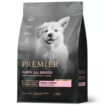 Premier Dog Turkey Puppy сухой корм для щенков всех пород с индейкой - 1 кг повседневный супер премиум низкозерновые для щенков с индейкой для всех пород мешок Импортный корм 1 уп. х 1 шт. х 10 кг