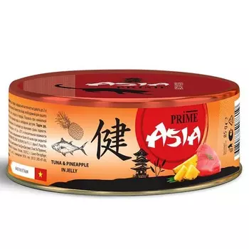Prime Asia влажный корм для взрослых кошек тунец с ананасом в желе, в консервах - 85 г х 24 шт повседневный супер премиум для взрослых с ананасом для всех пород консервы (в железной банке) Вьетнам 1 уп. х 24 шт. х 2.04 кг