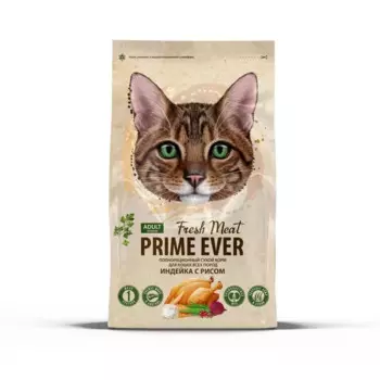Prime Ever Fresh Meat сухой корм для кошек всех пород, для поддержания оптимального веса, с рисом и индейкой для всех возрастов с индейкой для всех пород мешок 1 уп. х 1 шт. х 7 кг