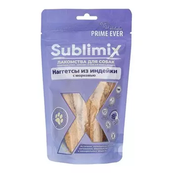 Prime Ever Sublimix лакомство для собак, для поддержания оптимального веса, наггетсы с индейкой и морковью - 60 г для всех возрастов с индейкой для всех пород мешок 1 уп. х 1 шт. х 0.06 кг