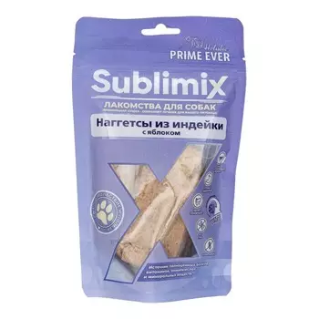Prime Ever Sublimix лакомство для собак, для поддержания оптимального веса, наггетсы с индейкой и яблоком - 60 г для всех возрастов с индейкой для всех пород мешок 1 уп. х 1 шт. х 0.06 кг