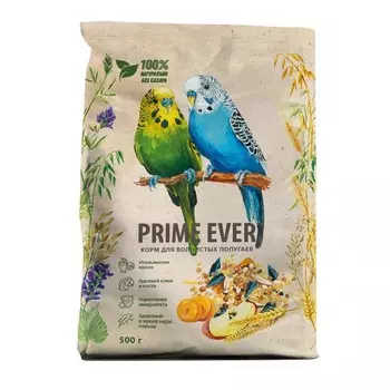 Prime Ever сухой корм для волнистых попугаев, для поддержания оптимального веса - 500 г для всех возрастов для всех пород мешок 1 уп. х 1 шт. х 0.5 кг