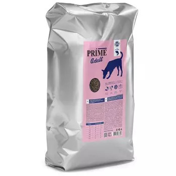 Prime Healthy Skin&Coat сухой корм для взрослых собак всех пород для здоровья кожи и шерсти, с лососем - 15 кг повседневный супер премиум низкозерновые для взрослых с лососем для всех пород мешок Импортный корм 1 уп. х 1 шт. х 15 кг