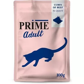 Prime Wild Adult влажный корм для кошек, с говядиной, в паучах - 100 г премиум для взрослых с говядиной паучи Китай 1 уп. х 24 шт. х 2.4 кг