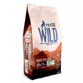 Prime Wild GF Grass Fed полнорационный сухой корм для щенков и собак, беззерновой, с ягненком повседневный супер премиум беззерновые для щенков с ягненком для всех пород мешок Импортный корм 1 уп. х 1 шт. х 2 кг