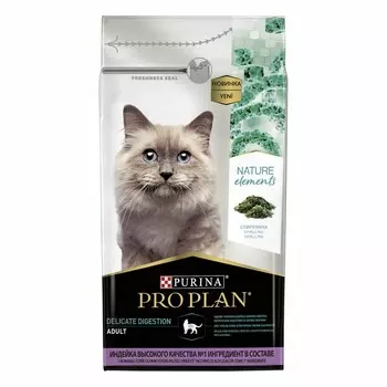 Pro Plan Nature Elements сухой корм для кошек, чувствительном пищеварении, для здоровья кожи и шерсти, с индейкой - 1,4 кг повседневный супер премиум для взрослых с индейкой для всех пород мешок Российский корм 1 уп. х 1 шт. х 1.4 кг