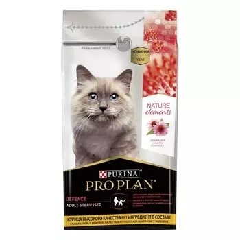 Pro Plan Nature Elements сухой корм для стерилизованных кошек и кастрированных котов, с высоким содержанием курицы - 1,4 кг повседневный супер премиум для взрослых с курицей для всех пород мешок Российский корм 1 уп. х 1 шт. х 1.4 кг