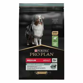Pro Plan OptiDigest сухой корм для собак средних пород с чувствительным пищеварением, с высоким содержанием ягненка - 7 кг повседневный супер премиум для взрослых с ягненком породы среднего размера мешок Россия 1 уп. х 1 шт. х 7 кг