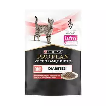 Pro Plan Veterinary Diets DM влажный корм для кошек при диабете, с говядиной - 85 г повседневный супер премиум для взрослых с говядиной для всех пород Франция 1 уп. х 4 шт. х 1.36 кг