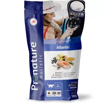 Pronature Holistic Atlantic сухой корм для взрослых кошек, для кожи и шерсти, с лососем и рисом - 340 г холистик для взрослых с лососем мешок Импортный корм 1 уп. х 1 шт. х 0.34 кг