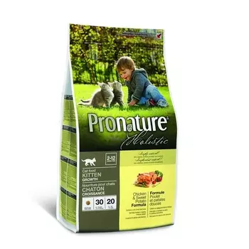 Pronature Holistic сухой корм для котят, курица со сладким картофелем - 2,72 кг повседневный супер премиум для котят с курицей для всех пород мешок Импортный корм 1 уп. х 1 шт. х 2.72 кг