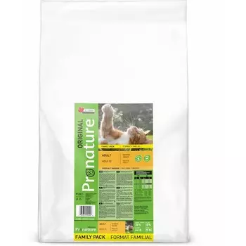 Pronature Original сухой корм для взрослых кошек с курицей - 20 кг повседневный супер премиум для взрослых с курицей мешок Канада 1 уп. х 1 шт. х 20 кг