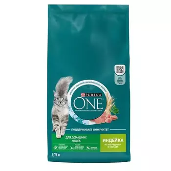 Purina One для кошек, живущих в домашних условиях, с индейкой - 9,750 кг домашнее содержание супер премиум для взрослых с индейкой мешок Российский корм 1 уп. х 1 шт. х 9.75 кг