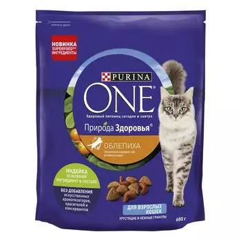 Purina ONE Природа Здоровья сухой корм для стерилизованных кошек и кастрированных котов, с высоким содержанием индейки - 680 г повседневный супер премиум для взрослых с индейкой мешок Россия 1 уп. х 1 шт. х 0.68 кг