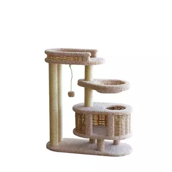 Пушок домик "Брунетка" с лазом, гамаком и лежанкой для кошек, цвет бежевый Россия 1 уп. х 1 шт. х 26.3 кг