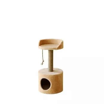 Пушок домик "Кругляша" с когтеточкой и игрушкой для кошек миниатюрных и средних пород, цвет бежевый, 68 см Россия 1 уп. х 1 шт. х 4.6 кг