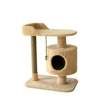 Пушок домик "Лодочка" с когтеточкой и игрушкой, для кошек миниатюрных и средних пород, цвет бежевый Россия 1 уп. х 1 шт. х 8.5 кг