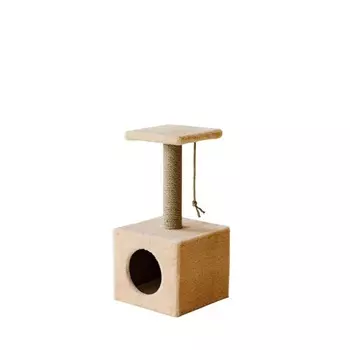 Пушок домик с когтеточкой "Боксик" для котят и кошек миниатюрных и средних пород, цвет бежевый, 35 см Россия 1 уп. х 1 шт. х 4.3 кг