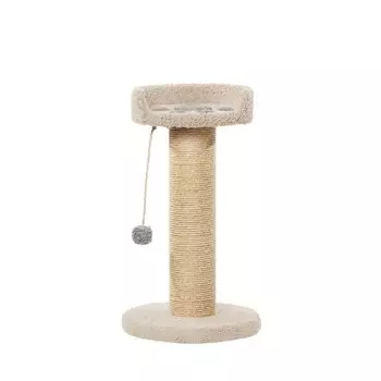Пушок когтеточка "Ряпушка" с лежанкой для кошек, цвет молочный с серым Россия 1 уп. х 1 шт. х 12 кг