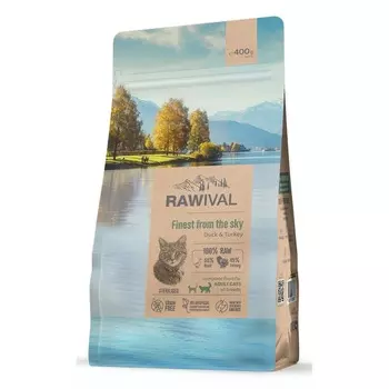 Rawival Finest from the Sky сухой корм для стерилизованных кошек, с уткой и индейкой - 400 г повседневный супер премиум с клетчаткой для взрослых с индейкой для всех пород мешок Импортный корм 1 уп. х 1 шт. х 0.4 кг