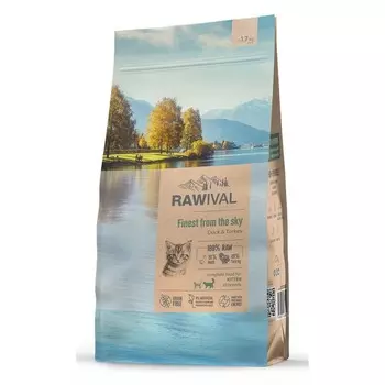 Rawival Finest from the Sky сухой корм для котят, с уткой и индейкой - 1,7 кг повседневный супер премиум с клетчаткой для котят с индейкой для всех пород мешок Импортный корм 1 уп. х 1 шт. х 1.7 кг