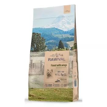 Rawival Finest with Wings сухой корм для собак карликов и малых пород, с курицей и индейкой - 2,5 кг повседневный супер премиум с клетчаткой для взрослых с индейкой для всех пород мешок Импортный корм 1 уп. х 1 шт. х 2.5 кг