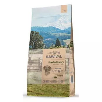 Rawival Finest with Wings сухой корм для собак средних и крупных пород, с курицей и индейкой - 2,5 кг повседневный супер премиум с клетчаткой для взрослых с индейкой для всех пород мешок Импортный корм 1 уп. х 1 шт. х 2.5 кг