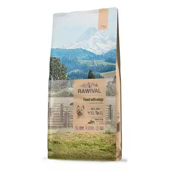 Rawival Finest with Wings сухой корм для собак карликовых и малых пород, с курицей и индейкой повседневный супер премиум с клетчаткой для взрослых с индейкой для всех пород мешок Импортный корм 1 уп. х 1 шт. х 7.5 кг