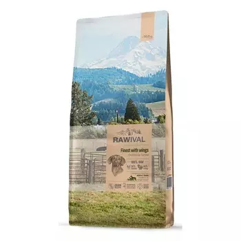 Rawival Finest with Wings сухой корм для собак средних и крупных пород, с курицей и индейкой - 10 кг повседневный супер премиум с клетчаткой для взрослых с индейкой для всех пород мешок Импортный корм 1 уп. х 1 шт. х 10 кг