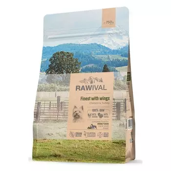 Rawival Finest with Wings сухой корм для собак карликовых и малых пород, с курицей и индейкой - 750 г повседневный супер премиум с клетчаткой для взрослых с индейкой для всех пород мешок Импортный корм 1 уп. х 1 шт. х 0.75 кг