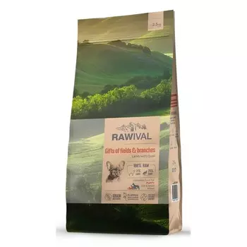 Rawival Gifts of Fields&Branches сухой корм для щенков карликовых и малых пород, с ягнёнком и перепелом - 2,5 кг повседневный супер премиум с клетчаткой для щенков с ягненком для всех пород мешок Импортный корм 1 уп. х 1 шт. х 2.5 кг
