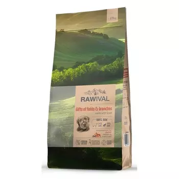 Rawival Gifts of Fields&Branches сухой корм для щенков средних и крупных пород, с ягнёнком и перепелом - 2,5 кг повседневный супер премиум с клетчаткой для щенков с ягненком для всех пород мешок Импортный корм 1 уп. х 1 шт. х 2.5 кг
