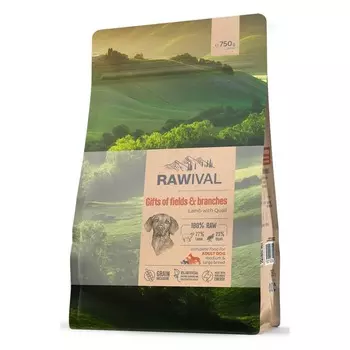 Rawival Gifts of Fields&Branches сухой корм для собак средних и крупных пород, с ягнёнком и перепелом - 750 г повседневный супер премиум с клетчаткой для взрослых с ягненком для всех пород мешок Импортный корм 1 уп. х 1 шт. х 0.75 кг