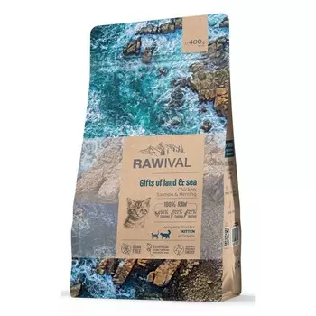 Rawival Gifts of Land & Sea сухой корм для котят, с курицей и рыбой - 400 г повседневный супер премиум с клетчаткой для котят с рыбой для всех пород мешок Импортный корм 1 уп. х 1 шт. х 0.4 кг