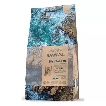Rawival Gifts of Land & Sea сухой корм для котят, с курицей и рыбой - 1,7 кг повседневный супер премиум с клетчаткой для котят с рыбой для всех пород мешок Импортный корм 1 уп. х 1 шт. х 1.7 кг