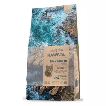 Rawival Gifts of Land & Sea сухой корм для взрослых кошек, с курицей и рыбой - 1,7 кг повседневный супер премиум с клетчаткой для взрослых с рыбой для всех пород мешок Импортный корм 1 уп. х 1 шт. х 1.7 кг