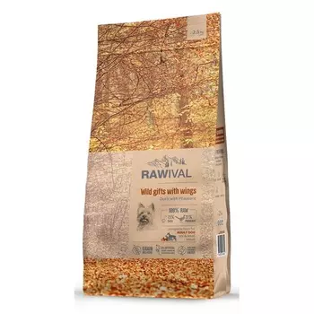 Rawival Wild Gifts with Wings сухой корм для собак карликовых и малых пород, с уткой и фазаном - 2,5 кг повседневный супер премиум с клетчаткой для взрослых с фазаном для всех пород мешок Импортный корм 1 уп. х 1 шт. х 2.5 кг