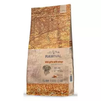 Rawival Wild Gifts with Wings сухой корм для собак средних и крупных пород, с уткой и фазаном - 2,5 кг повседневный супер премиум с клетчаткой для взрослых с фазаном для всех пород мешок Импортный корм 1 уп. х 1 шт. х 2.5 кг
