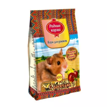 Родные корма сухой корм для хомяков, с фруктами - 40 г повседневный премиум для взрослых с фруктами мешок Российский корм 1 уп. х 1 шт. х 0.4 кг