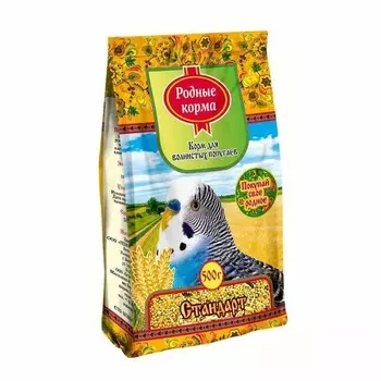 Родные корма сухой корм для волнистых попугаев, стандарт - 500 г повседневный премиум для взрослых мешок Российский корм 1 уп. х 1 шт. х 0.5 кг