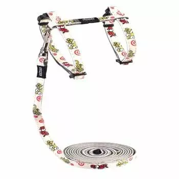 Rogz Комплект для кошек поводок и шлейка размер S серия Glow Cat Длина 180 см, белый с зеленым премиум для всех возрастов ЮАР 1 уп. х 1 шт. х 0.01 кг