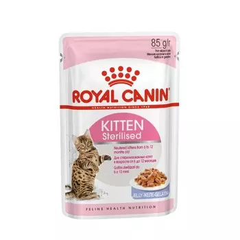 Royal Canin Kitten Sterilised полнорационный влажный корм для стерилизованных котят, кусочки в желе, в паучах - 85 г повседневный супер премиум для котят с курицей паучи Россия 1 уп. х 12 шт. х 1.02 кг