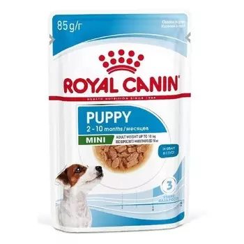 Royal Canin Mini Puppy сухой корм для щенков мелких пород в возрасте до 10 месяцев, кусочки в соусе, в паучах - 85 г супер премиум для щенков породы мелкого размера паучи Россия 1 уп. х 28 шт. х 66.64 кг