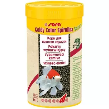 Sera Goldy Color Spirulina Корм для золотых рыб в гранулах для улучшения окраски - 250 мл повседневный для взрослых рыб Импортный корм 1 уп. х 1 шт. х 0.1 кг