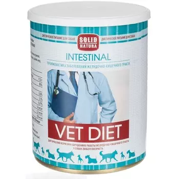 Solid Natura Vet Intestinal для собак, для профилактики заболеваний ЖКТ, в консервах - 340 г диетические супер премиум безглютеновые консервы (в железной банке) Российский корм 1 уп. х 12 шт. х 4.08 кг