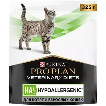Сухой корм для кошек Pro Plan Veterinary Diets HA ST/OX Hypoallergenic при пищевой непереносимости 325 г диетические супер премиум без курицы для взрослых мешок Россия 1 уп. х 1 шт. х 0.325 кг